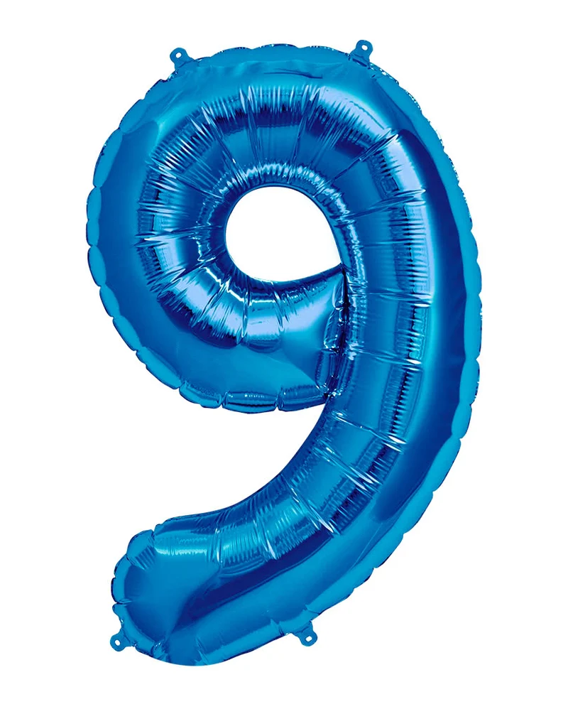 Folienballon Zahl 9 Blau