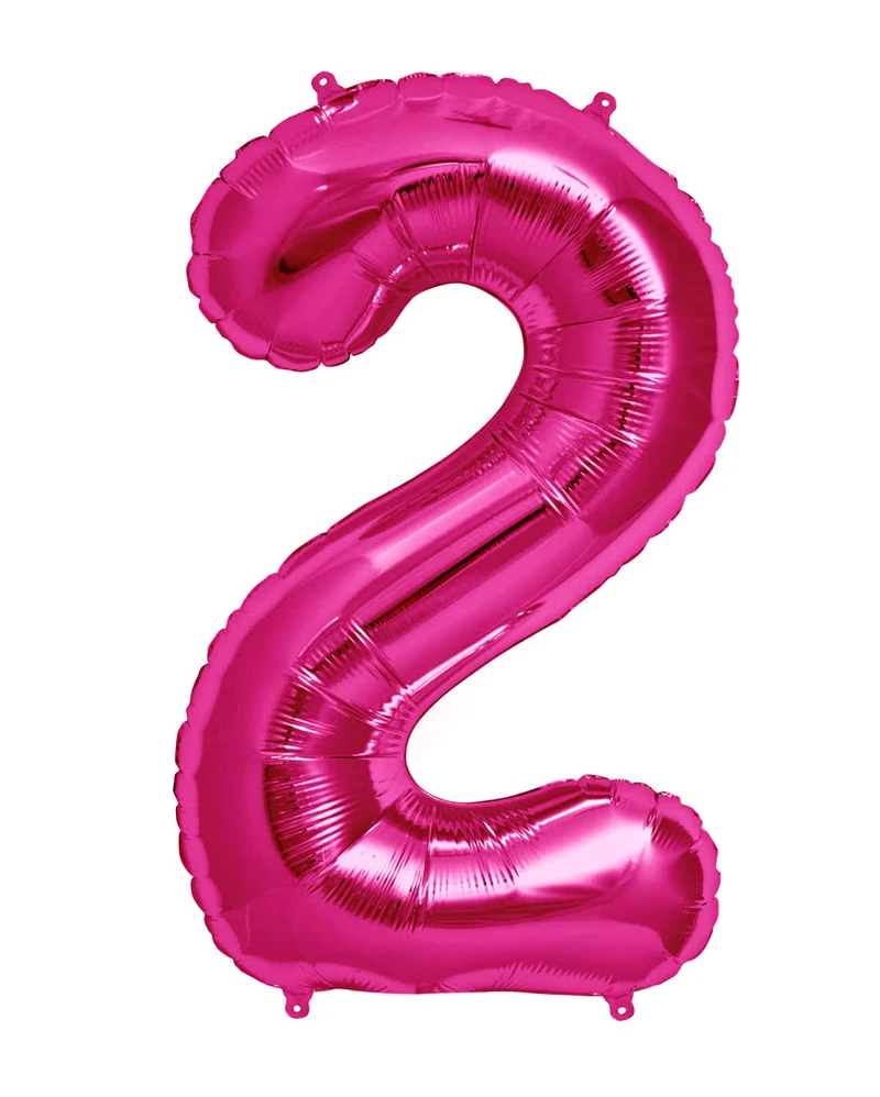 Folienballon Zahl 2 Pink