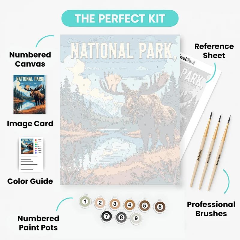 National Park Moose - Paint by Numbers Kit