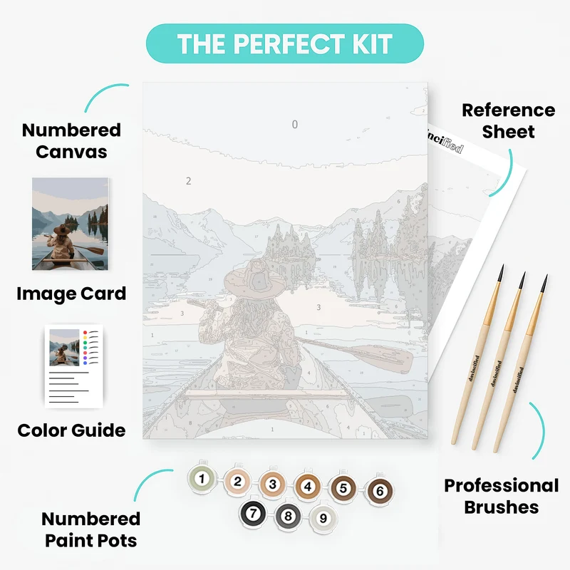 Serene Lake Canoeing Adventure - Paint by Numbers Kit