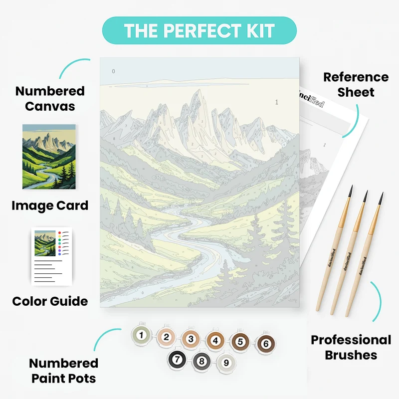 Mountain Valley Paradise - Paint by Numbers Kit