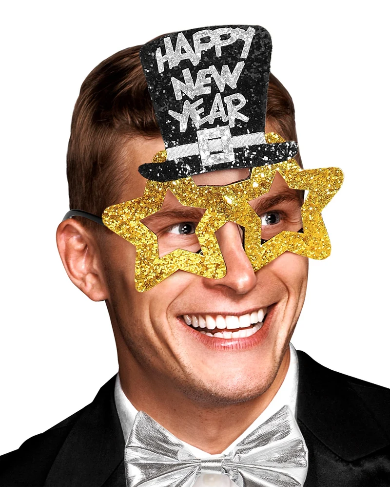 Goldene Happy New Year Brille