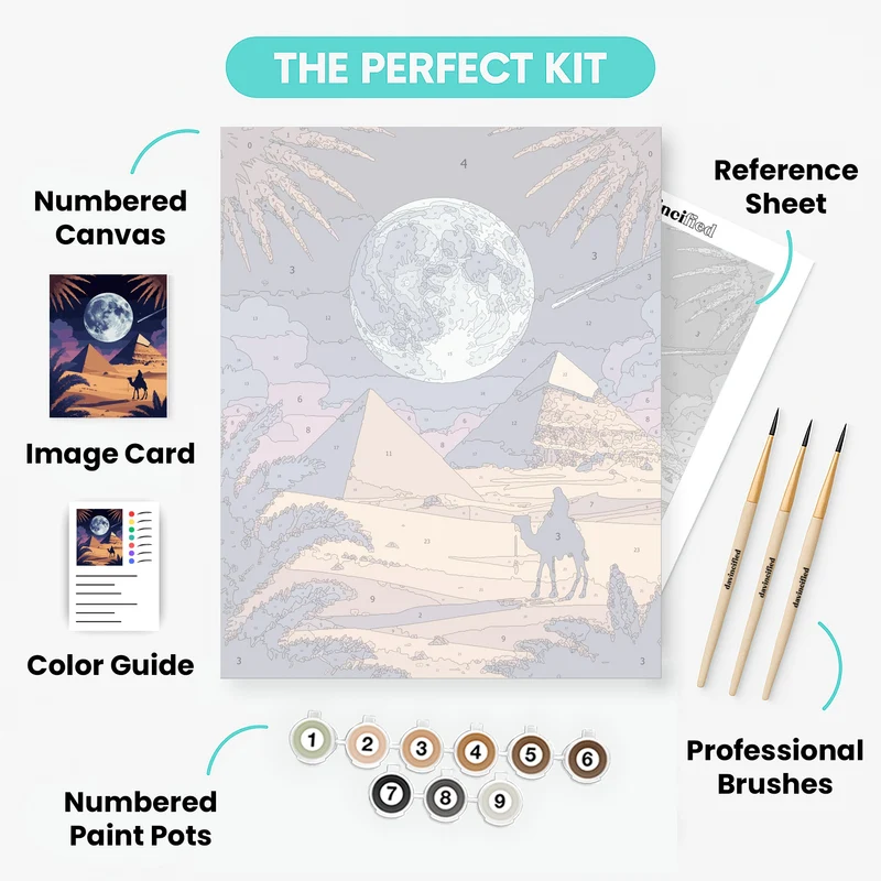 Desert Pyramids Under Moonlight - Paint by Numbers Kit