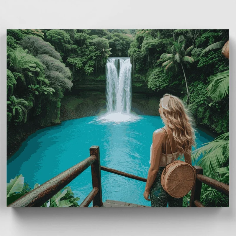 Turquoise Waterfall Lagoon - Paint by Numbers Kit