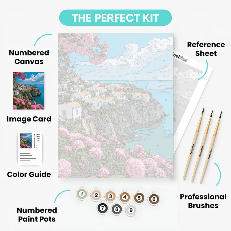 Mediterranean Cliffside Village - Paint by Numbers Kit