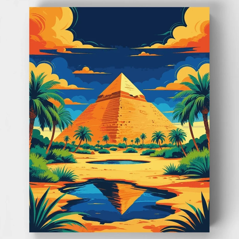 Egyptian Pyramid Oasis - Paint by Numbers Kit