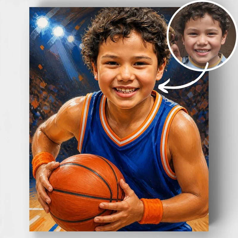 Young Basketball Champion - Custom Paint by Numbers Kit
