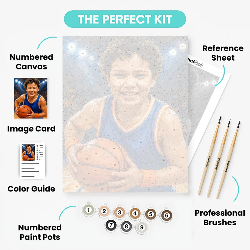 Young Basketball Champion - Custom Paint by Numbers Kit