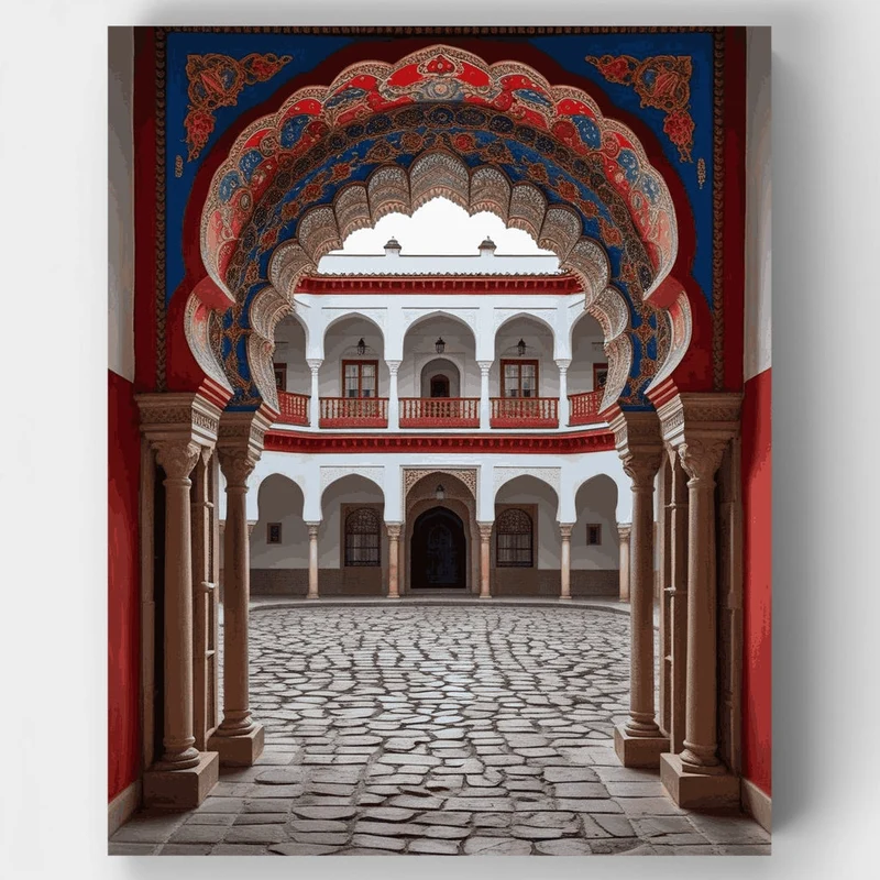 Moroccan Palace Courtyard - Paint by Numbers Kit