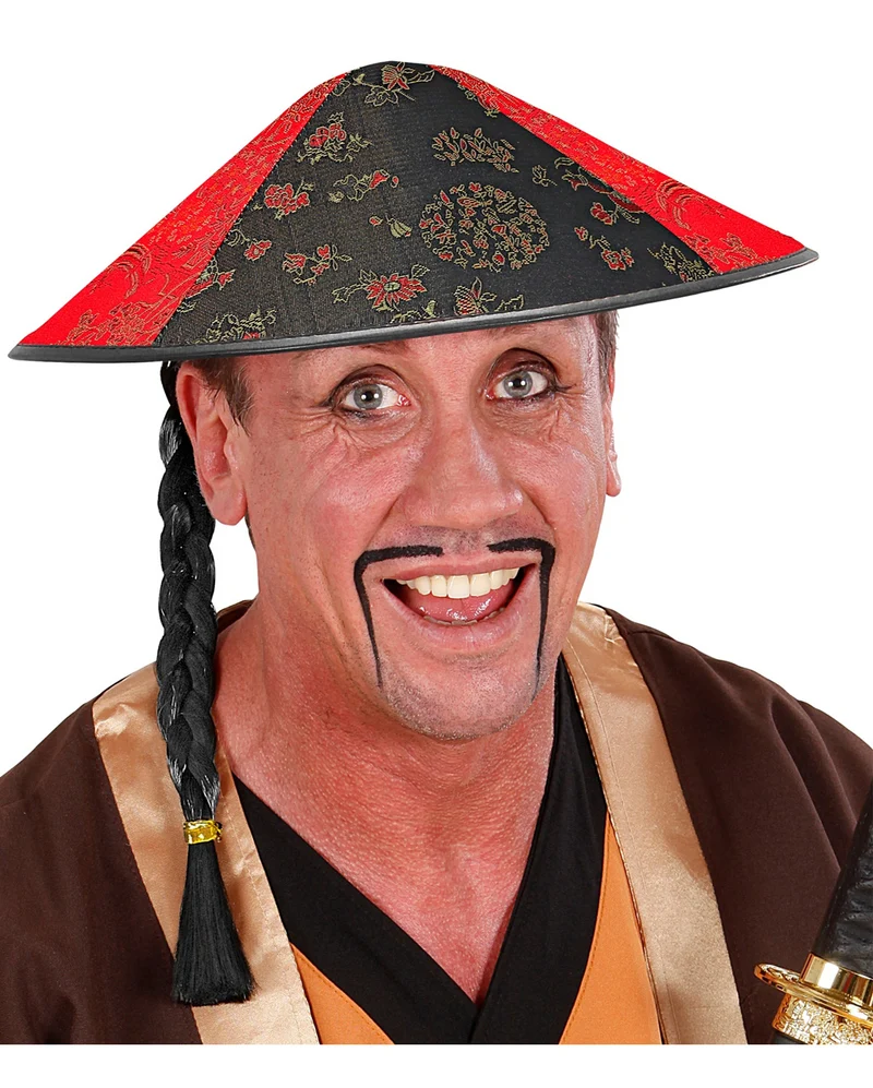 Chinesen Hut mit Zopf