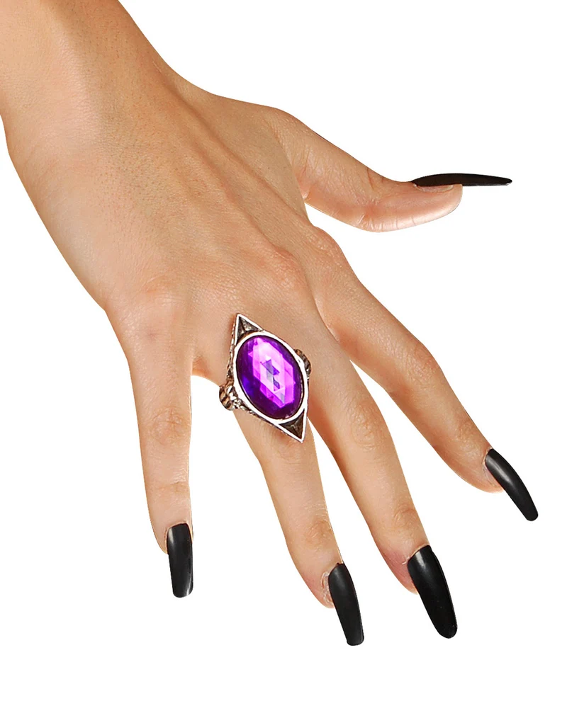 Gothic Ring mit violettem Stein
