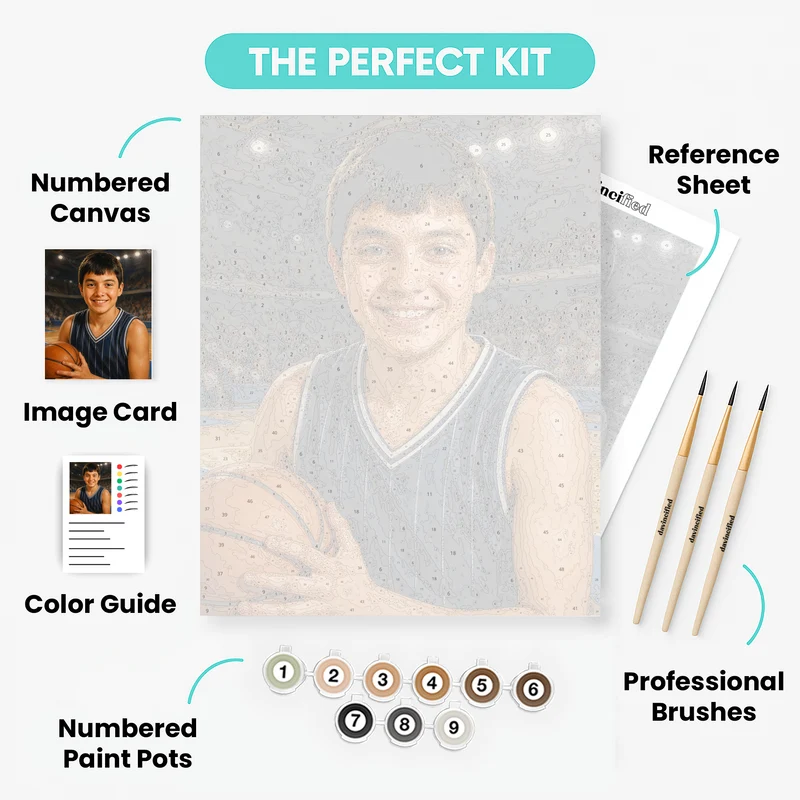 Basketball Player Boy - Custom Paint by Numbers Kit