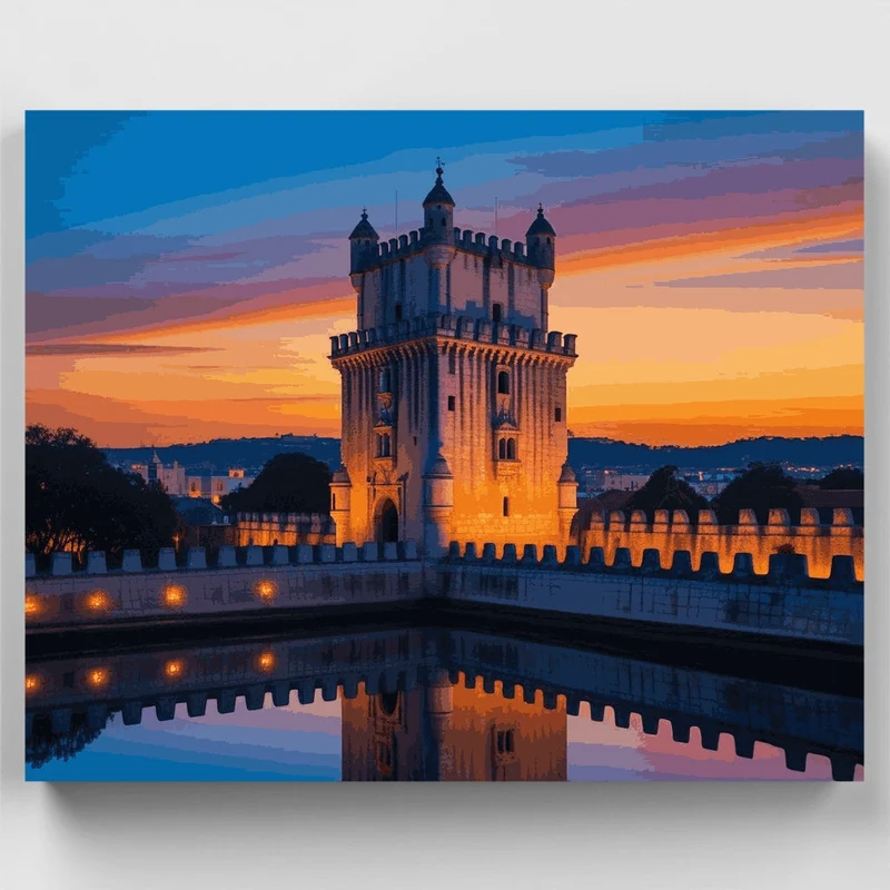 Belém Tower at Sunset - Paint by Numbers Kit