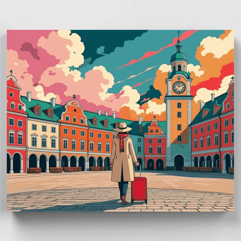European Town Square Adventure - Paint by Numbers Kit