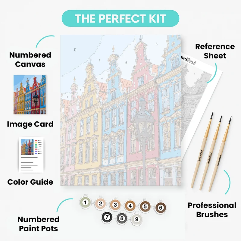 Colorful European Architecture - Paint by Numbers Kit