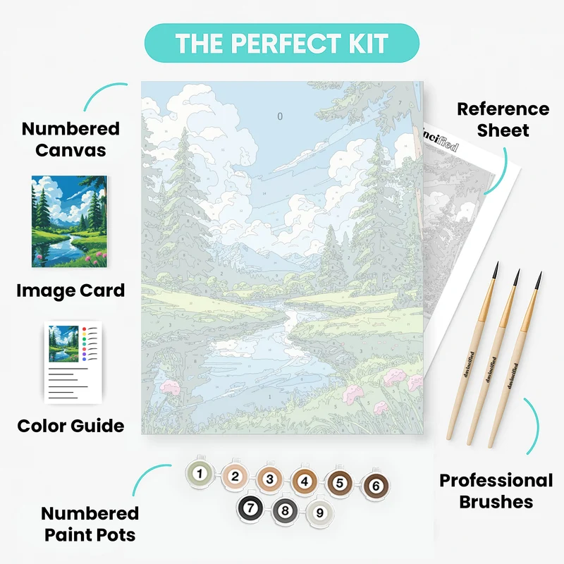 Mountain Stream Valley - Paint by Numbers Kit
