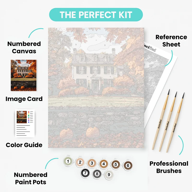 Autumn Colonial House - Paint by Numbers Kit