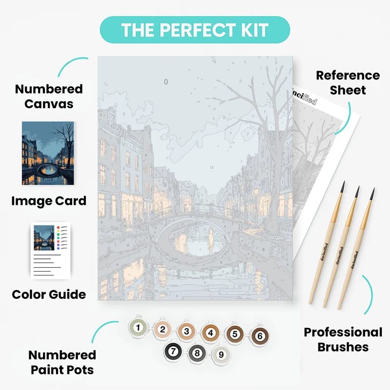 Evening Canal Bridge - Paint by Numbers Kit