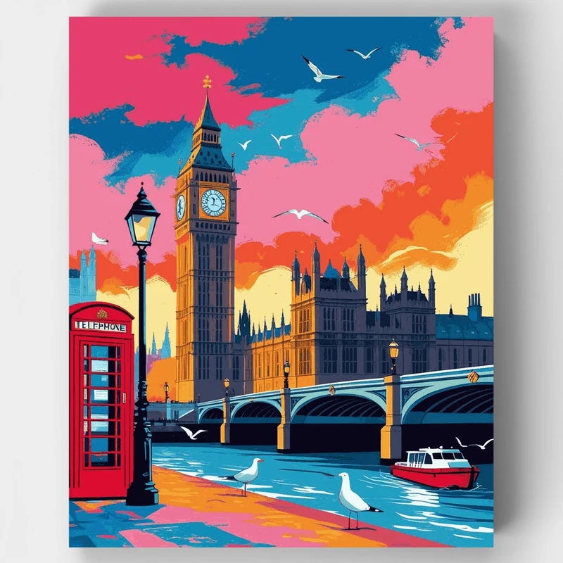 Westminster Bridge Seagulls - Paint by Numbers Kit