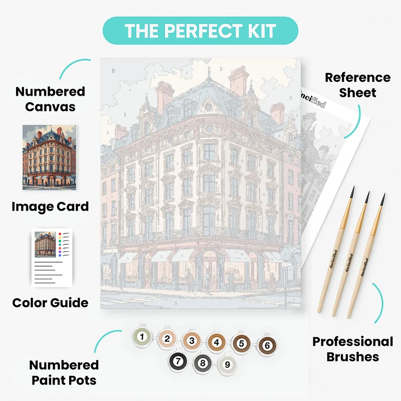 European Corner Building - Paint by Numbers Kit