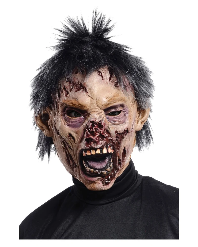 Beißer Zombie Maske mit Haaren