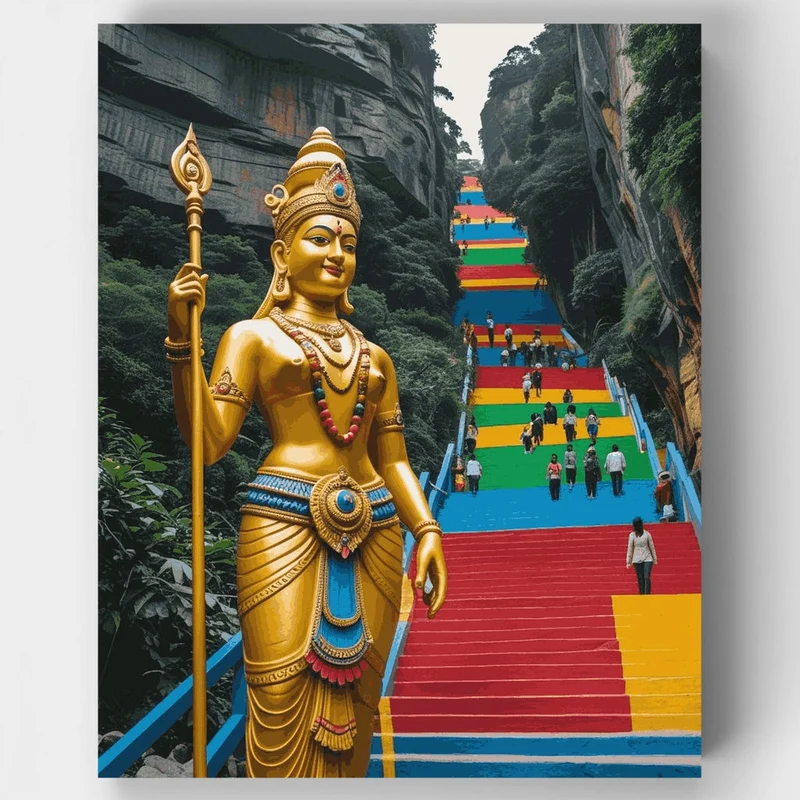 Batu Caves Rainbow Steps - Paint by Numbers Kit