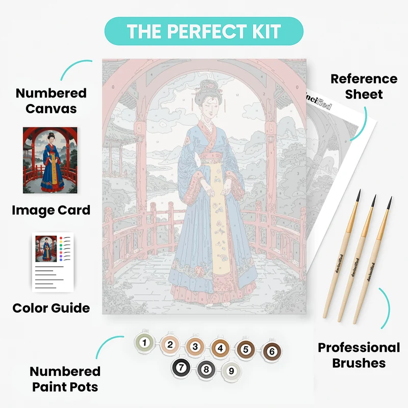 Chinese Woman in Traditional Hanfu Dress - Paint by Numbers Kit
