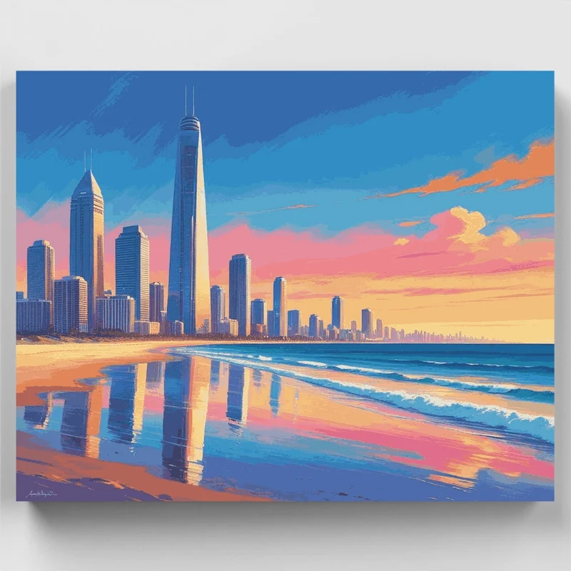 Gold Coast Skyline Sunset - Paint by Numbers Kit
