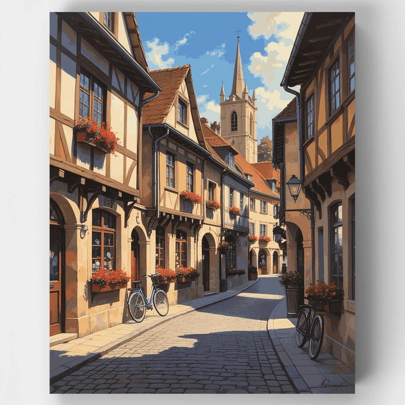 European Village Street - Paint by Numbers Kit