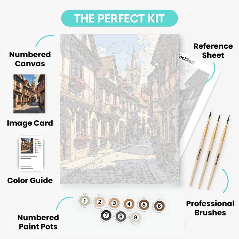 European Village Street - Paint by Numbers Kit