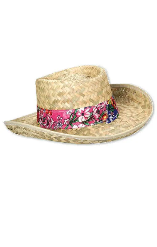 Strohhut mit Blumenband