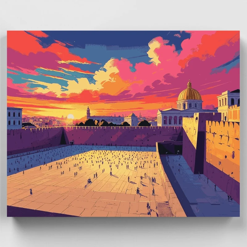 Jerusalem Western Wall at Sunset - Paint by Numbers Kit