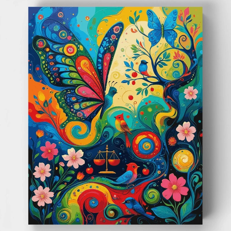 Vibrant Butterfly Garden Symphony - Paint by Numbers Kit