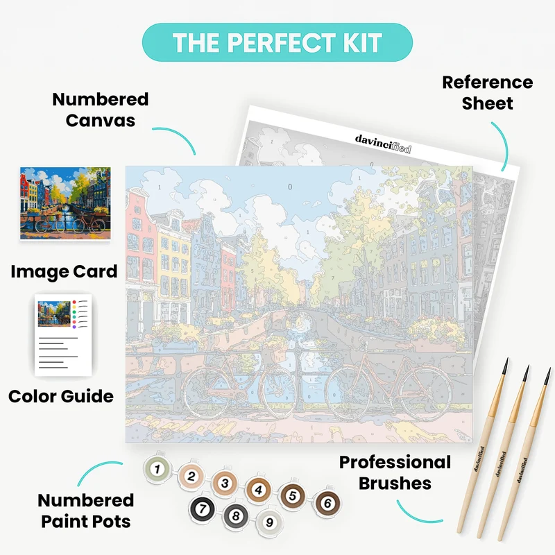 Amsterdam Canal Scene - Paint by Numbers Kit