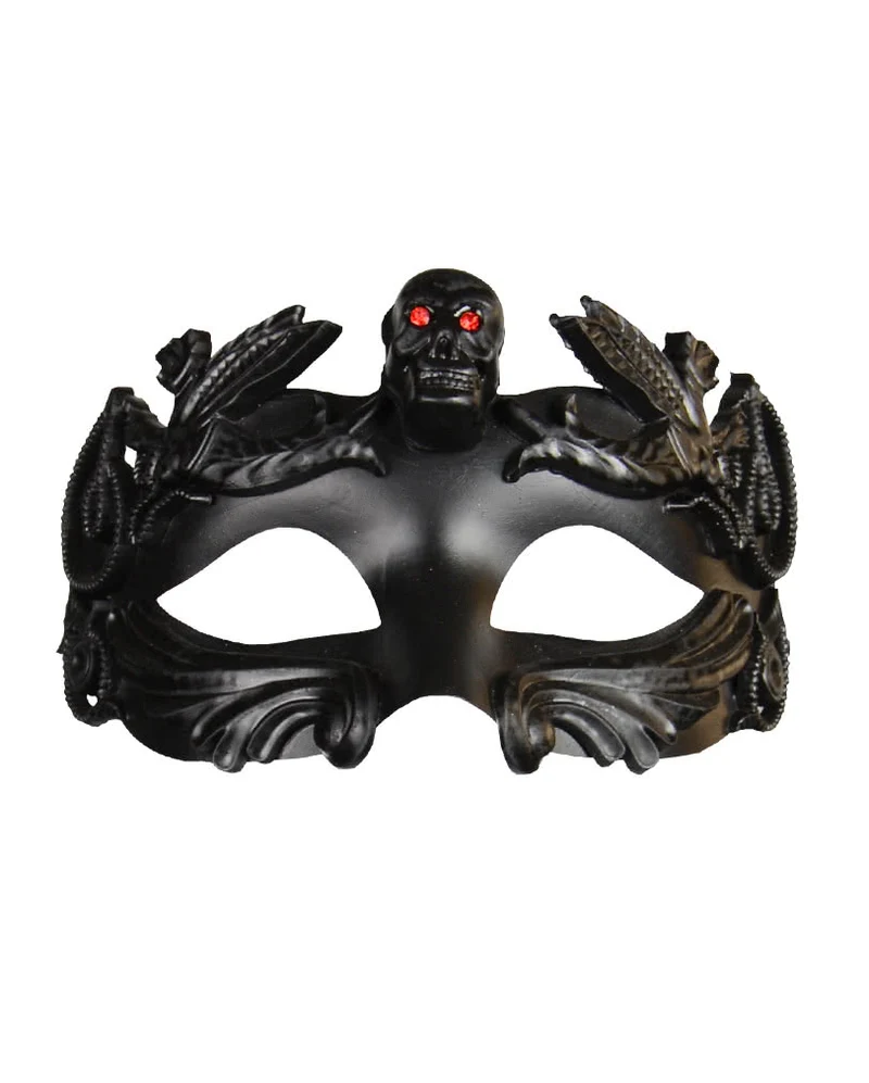 Venezianische Augenmaske mit Totenkopf & Strasssteinen schwarz