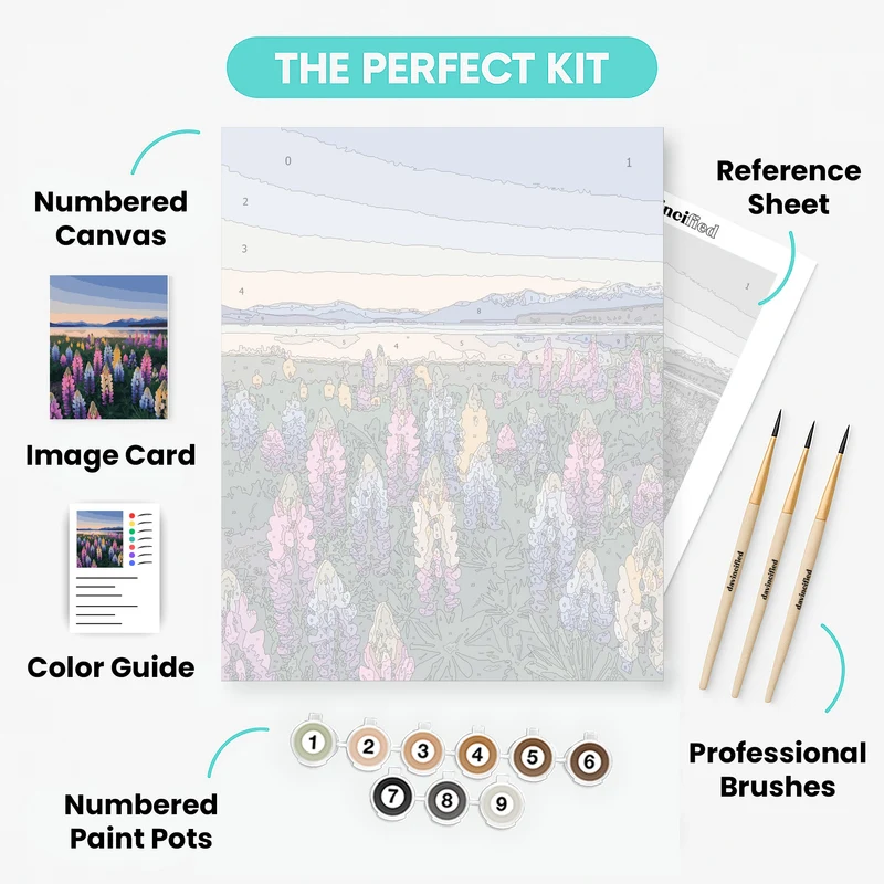 Lupine Meadow Sunset - Paint by Numbers Kit