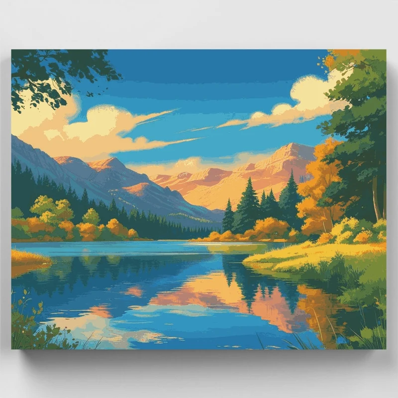 Mountain Lake Reflection - Paint by Numbers Kit