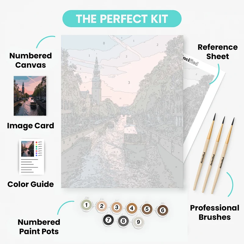 Amsterdam Canal at Sunset - Paint by Numbers Kit