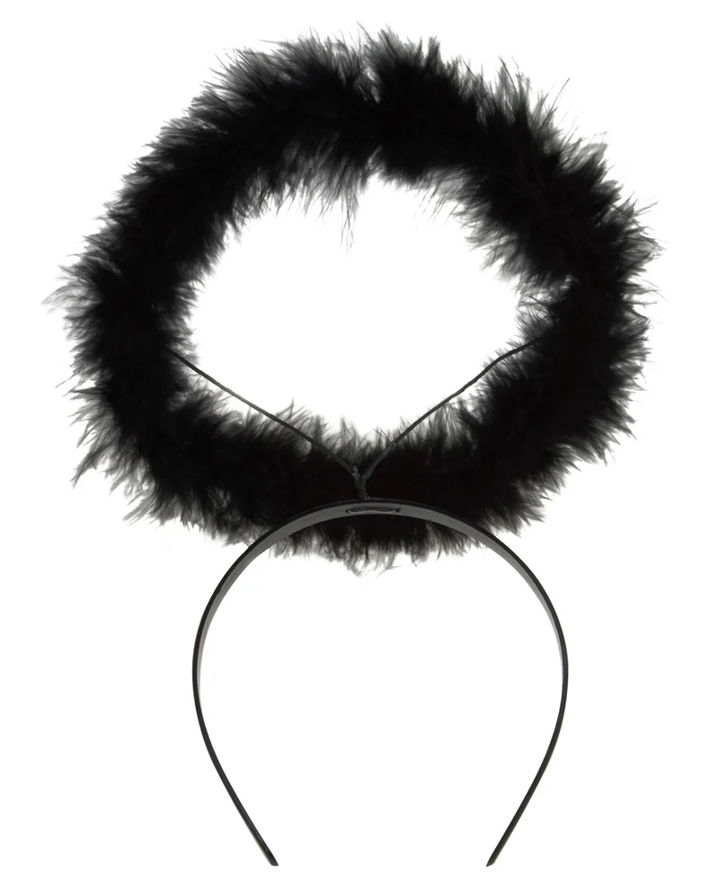 Schwarzer Heiligenschein mit Marabou Federn