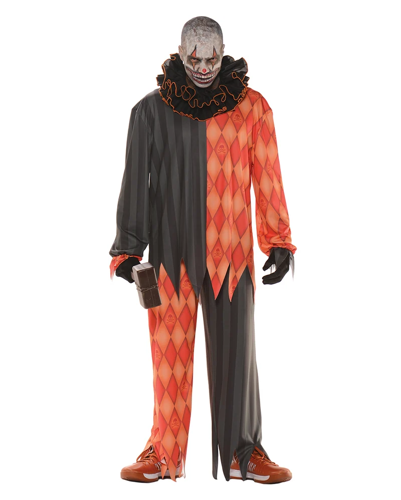Böser Clown Kostüm mit Rüschenkragen