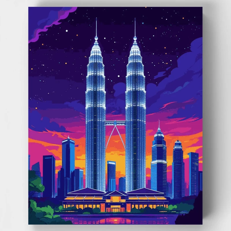 Petronas Towers Malaysia - Paint by Numbers Kit