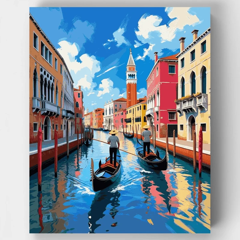 Venice Canal Gondola Scene - Paint by Numbers Kit