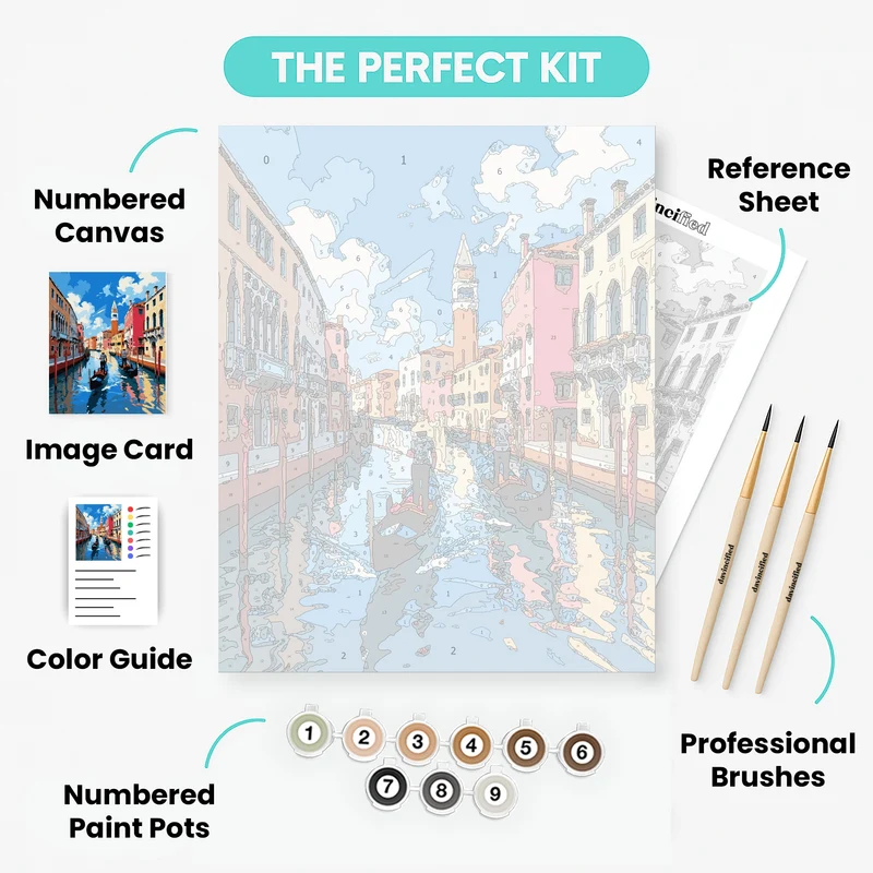 Venice Canal Gondola Scene - Paint by Numbers Kit