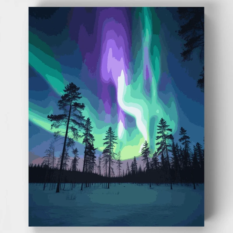 Aurora Forest Winter Wonderland - Paint by Numbers Kit