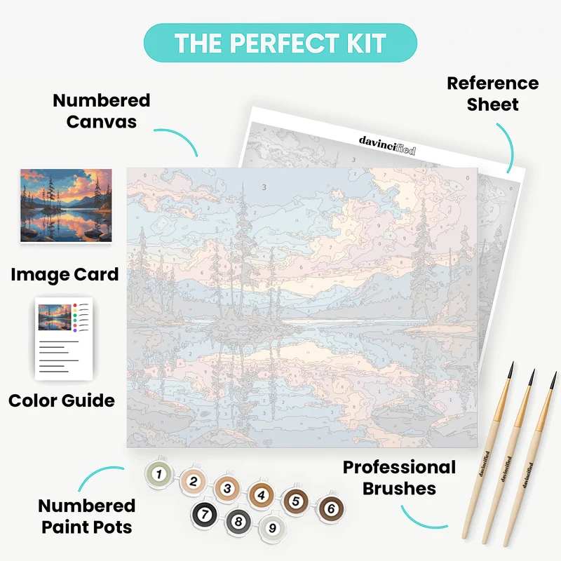 Serene Mountain Lake Reflection - Paint by Numbers Kit