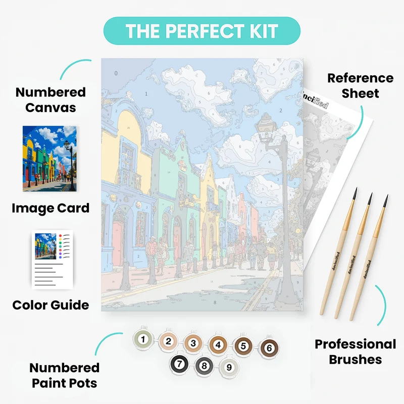 Colorful Mexican Street - Paint by Numbers Kit