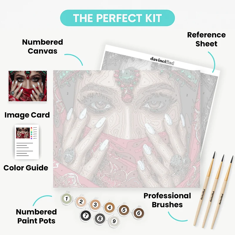 Indian Beauty with Traditional Jewelry - Paint by Numbers Kit