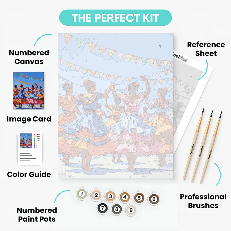 Mexican Folk Dancers - Paint by Numbers Kit