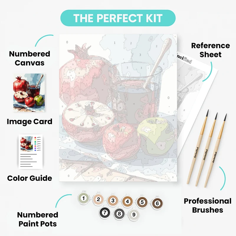 Pomegranate and Apples Still Life - Paint by Numbers Kit