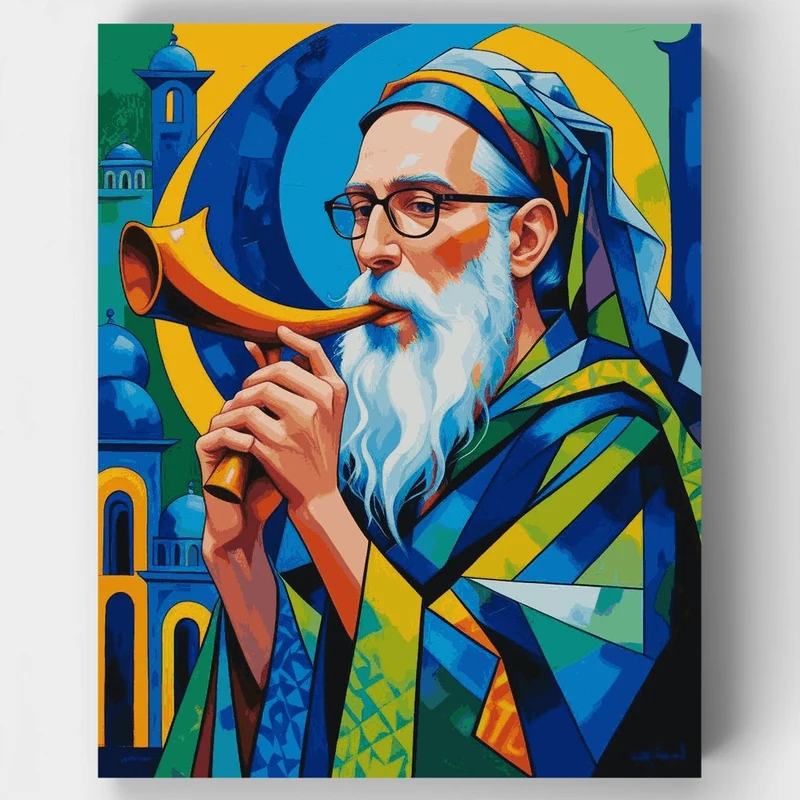 Rabbi with Shofar - Paint by Numbers Kit